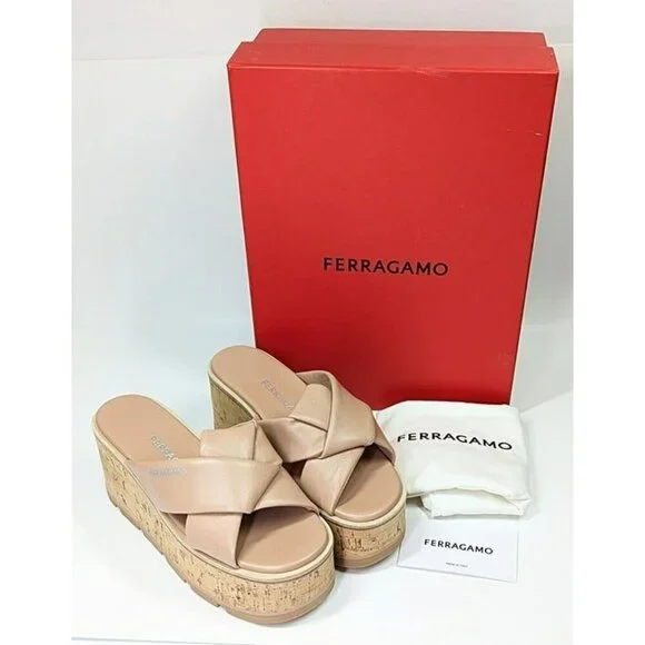 Ferragamo Women's Engracia Platform Slide Sandals in Rosa Size 7 C (MSRP $695) - Picture 3 of 11